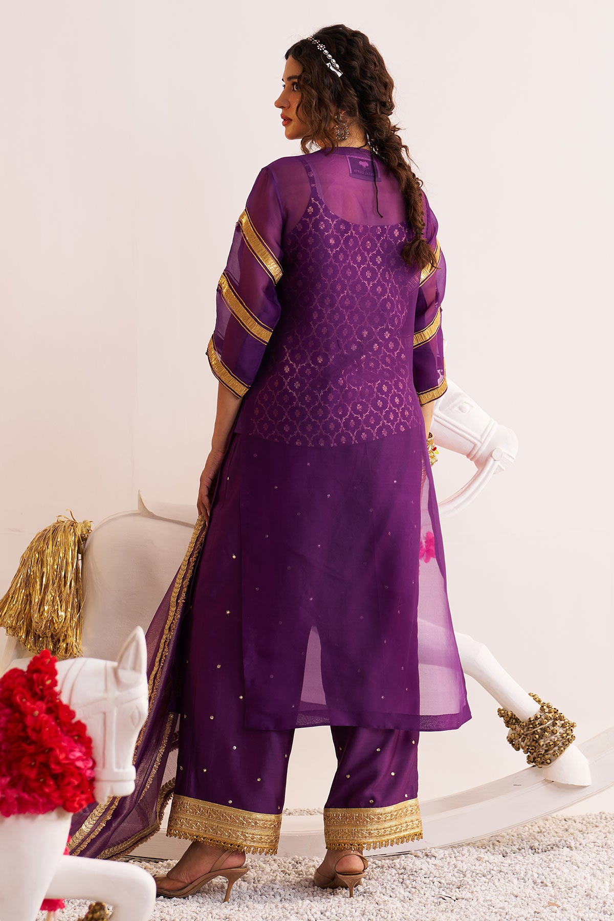 Sheer gota elephant kurta set