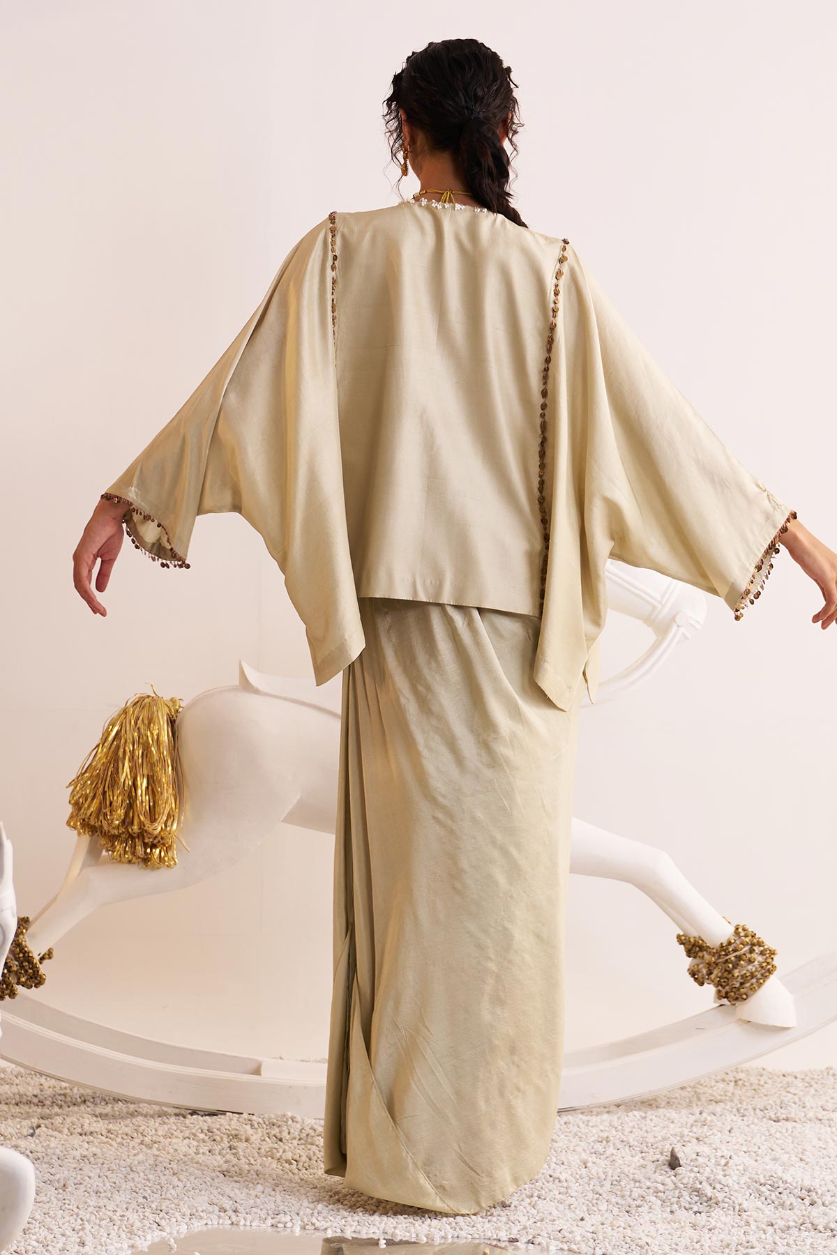 Gardenia cape and drape skirt