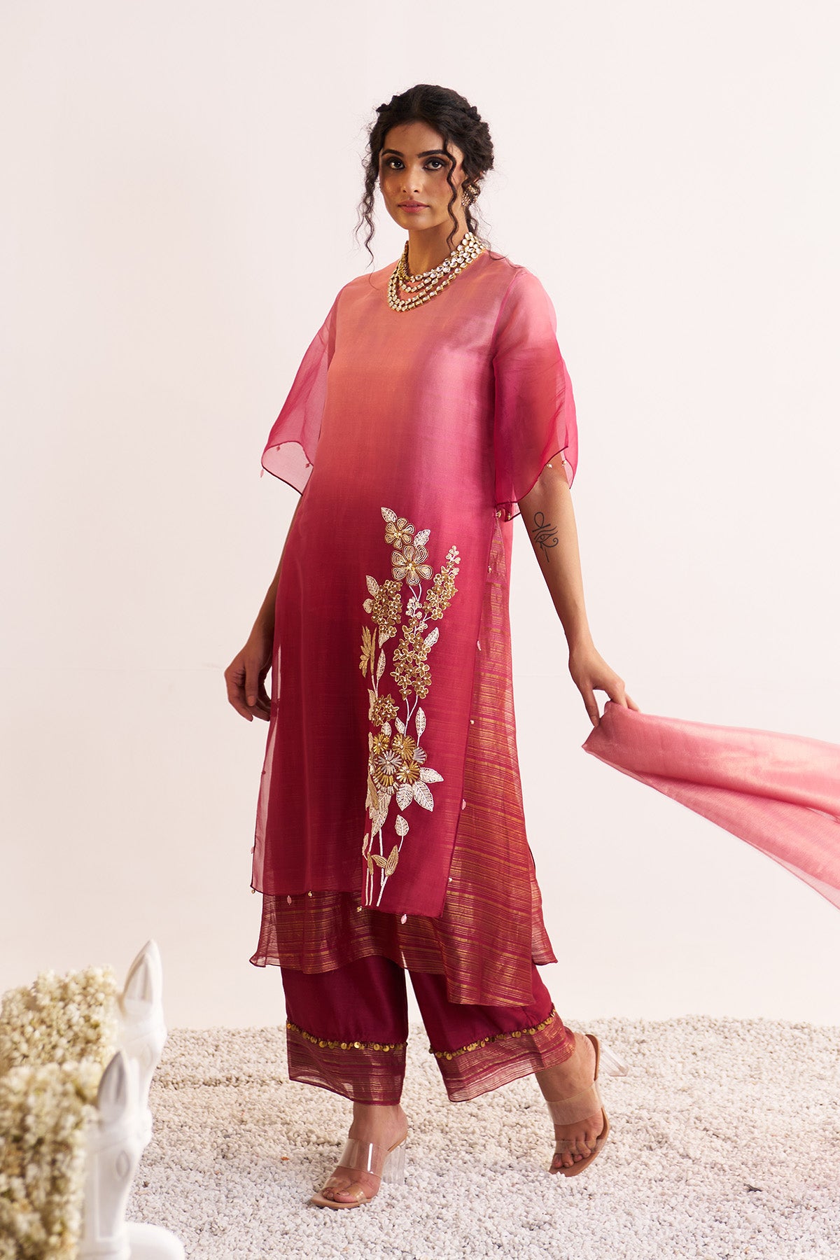 Double layer kurta set