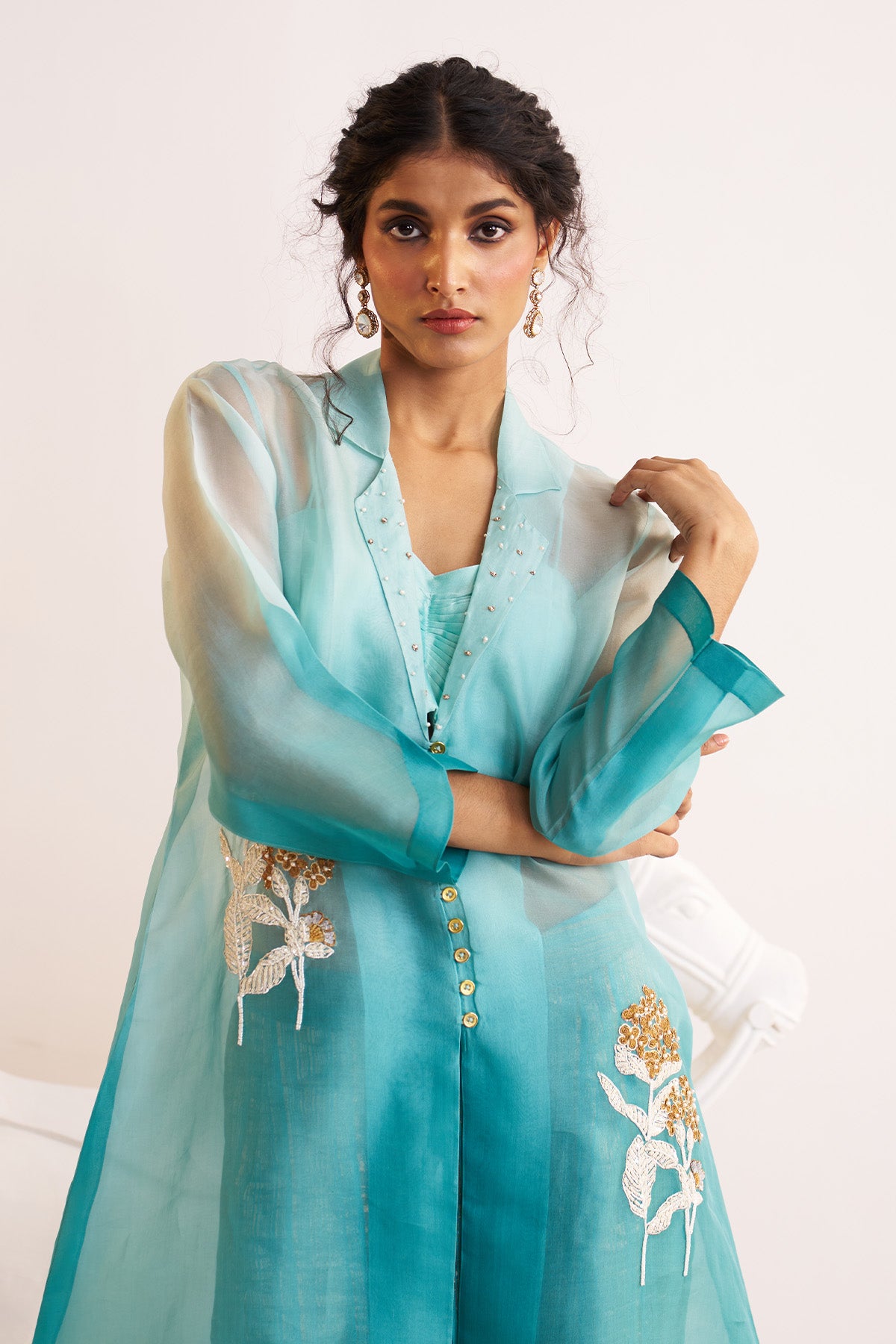 Collar jacket kurta set
