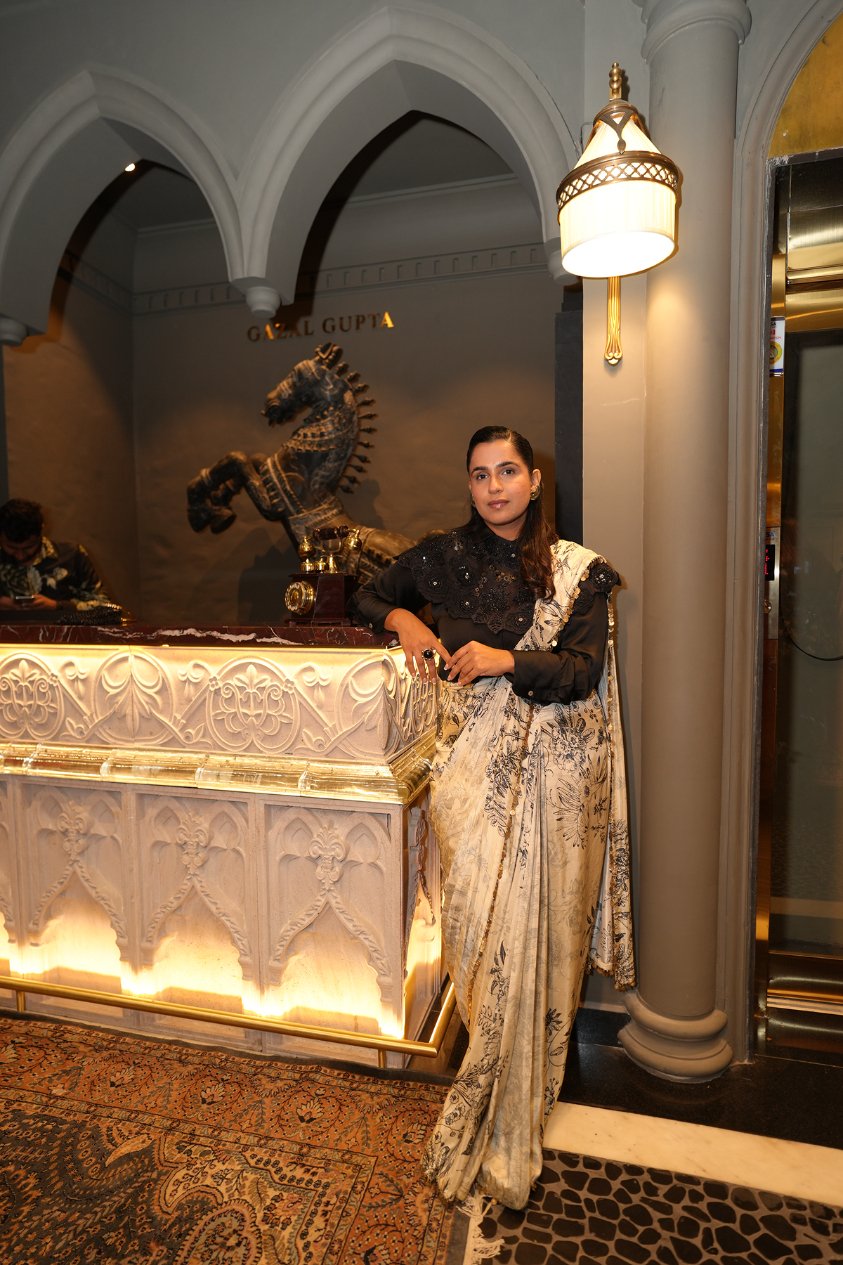 Gopalika In Drape Saree and collar set