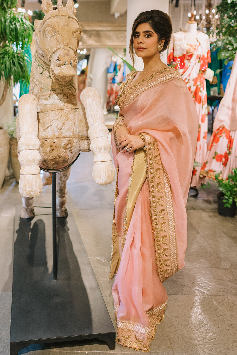Mehal in Pink chand blouse saree