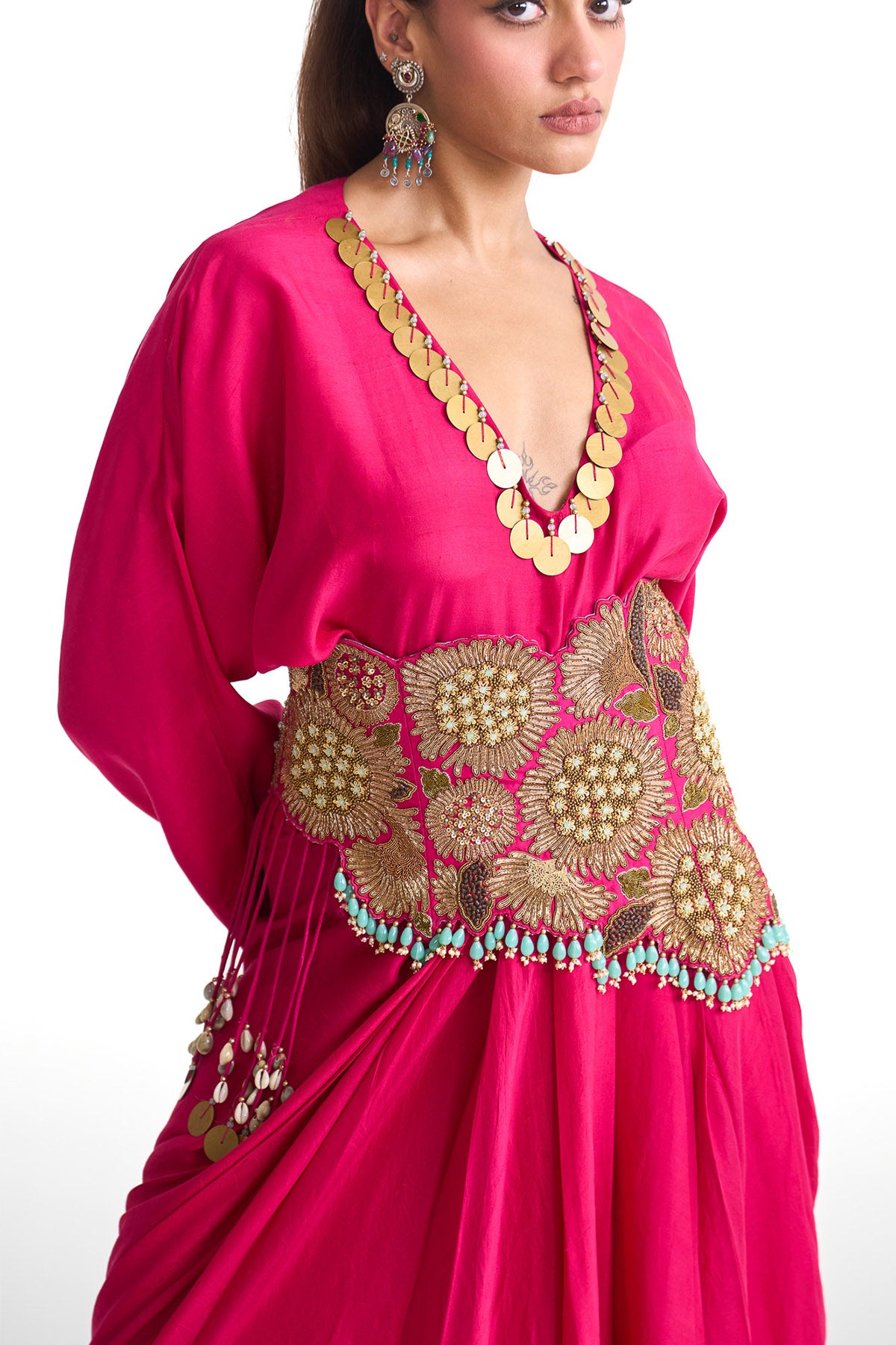 Dancing rays Kaftan with corset belt