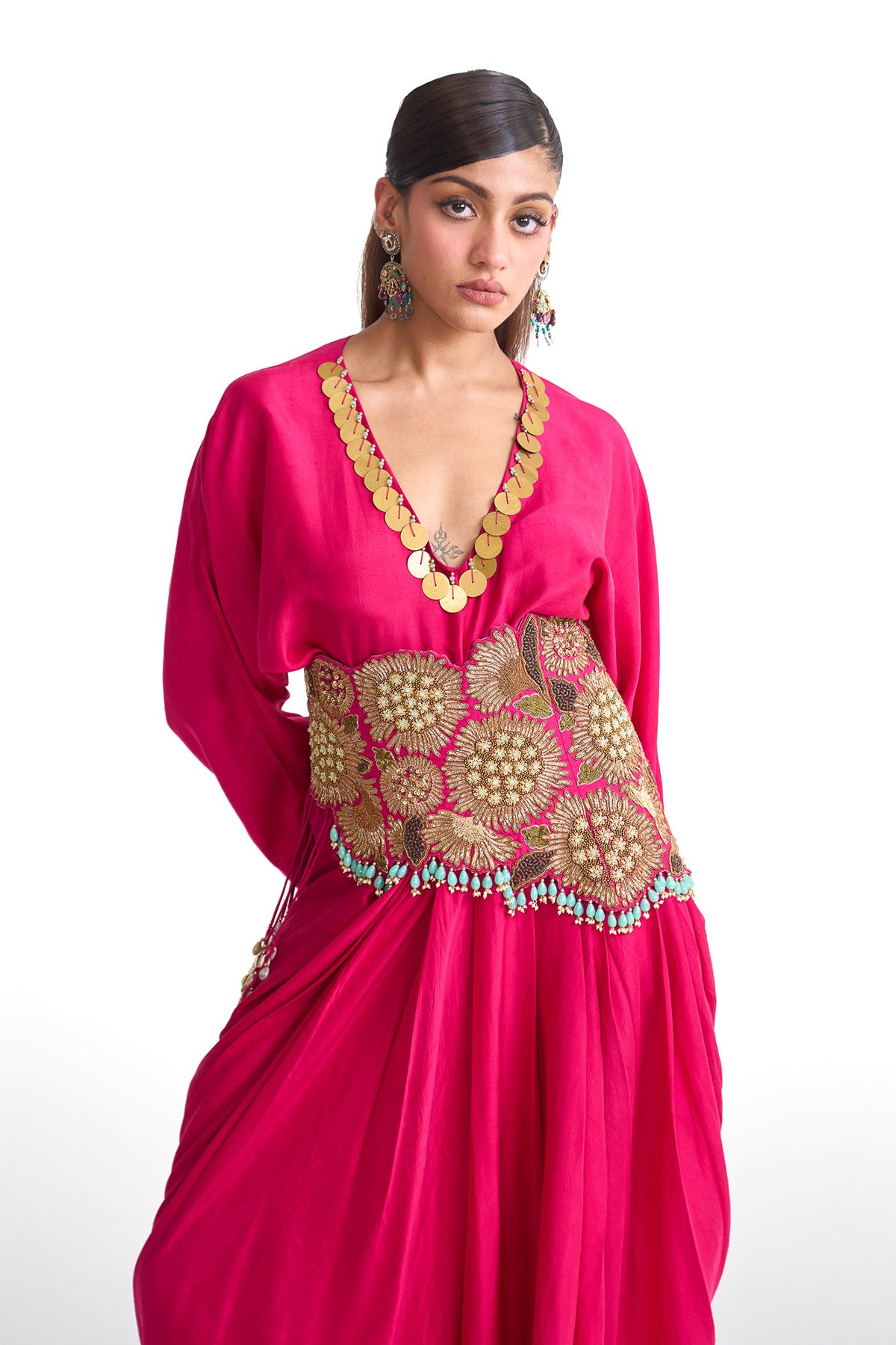 Dancing rays Kaftan with corset belt