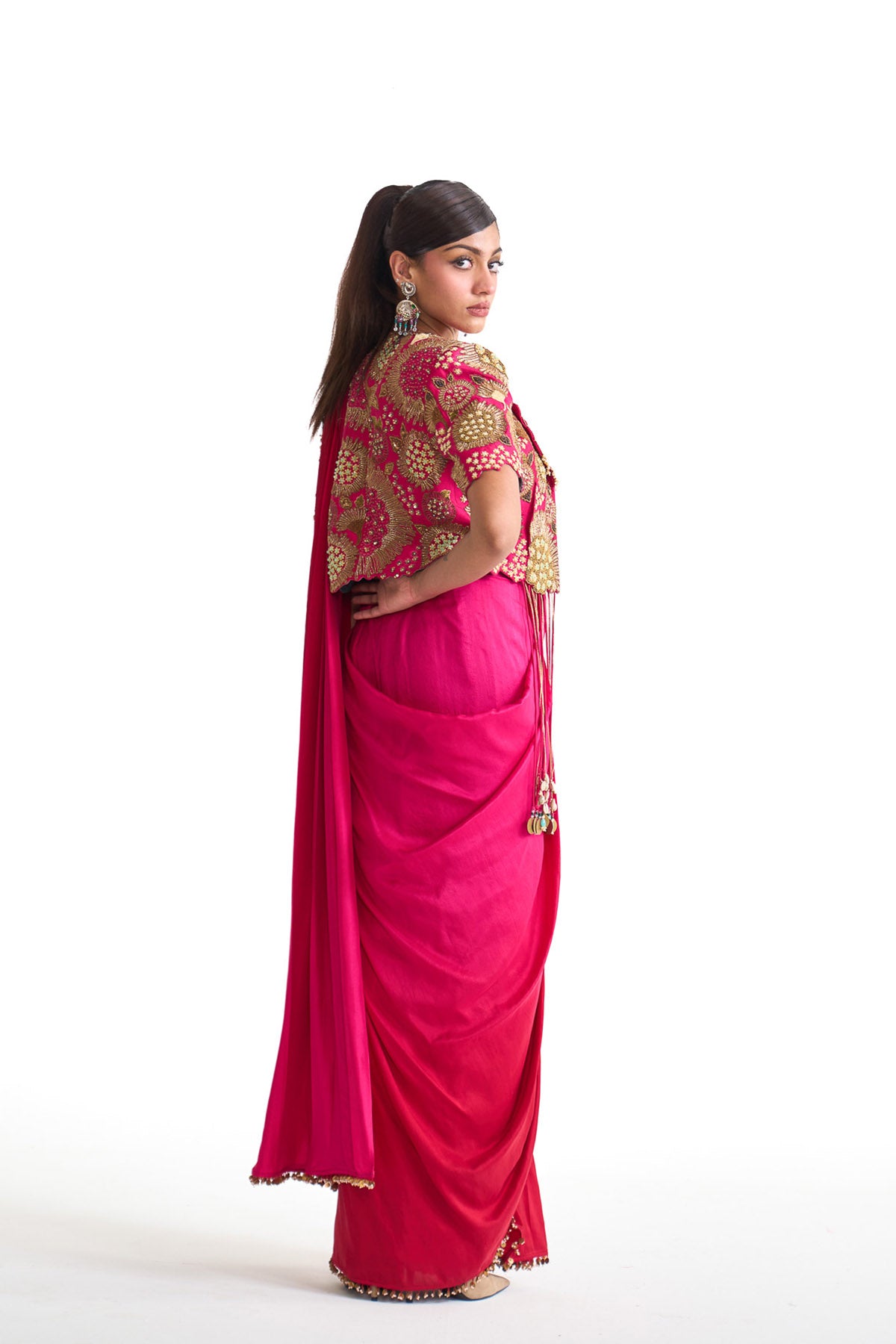 Dancing rays Saree with crop blazer set