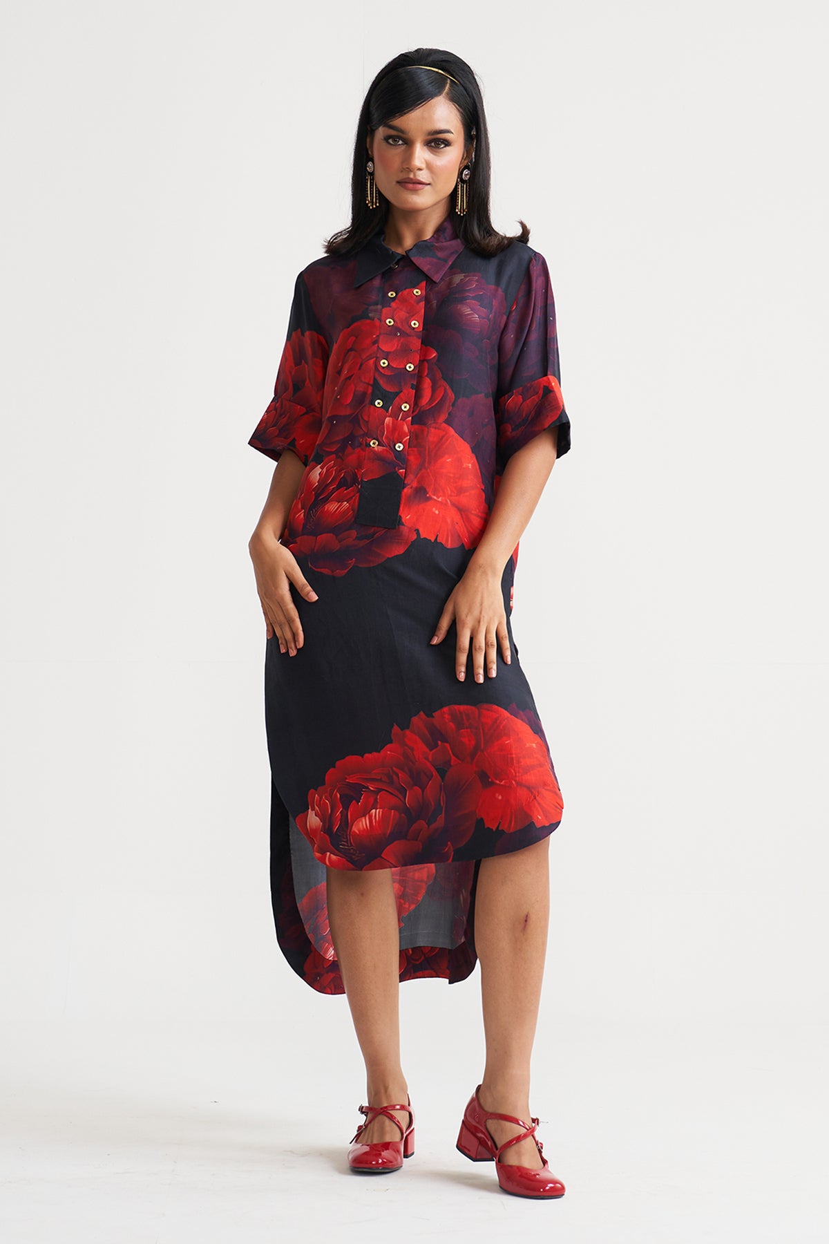 Front button detail dress