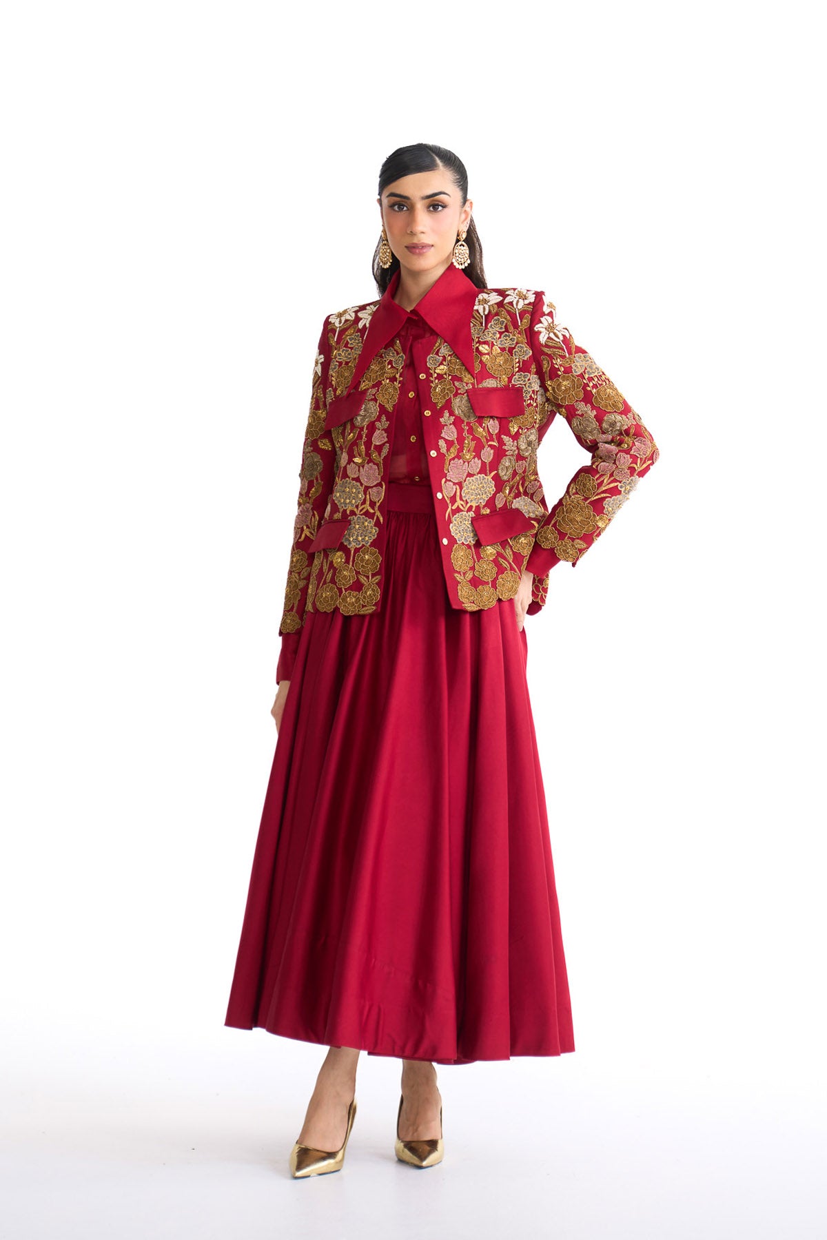 Flower story Four pocket jacket & skirt set