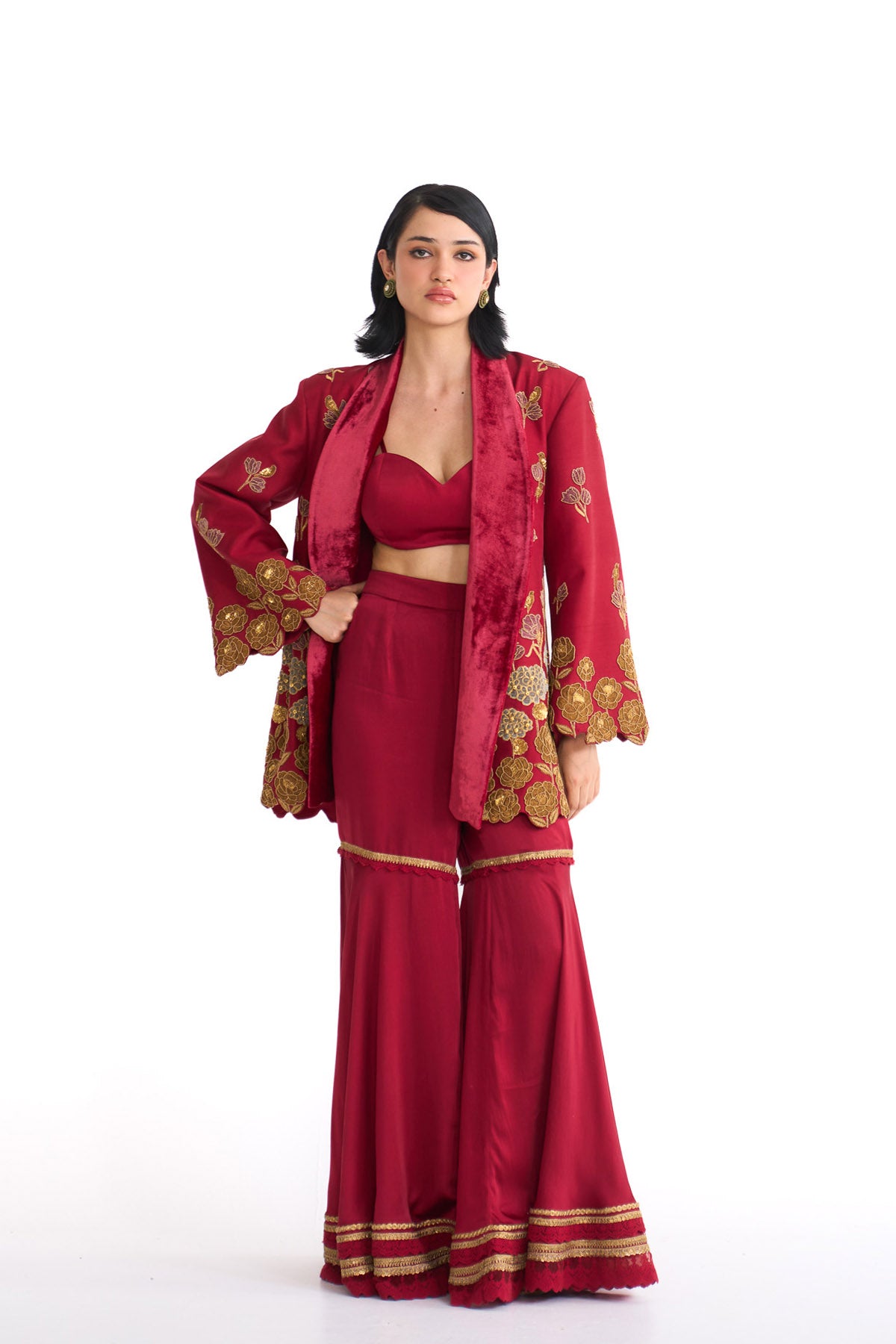 Flower story Blazer & garara set