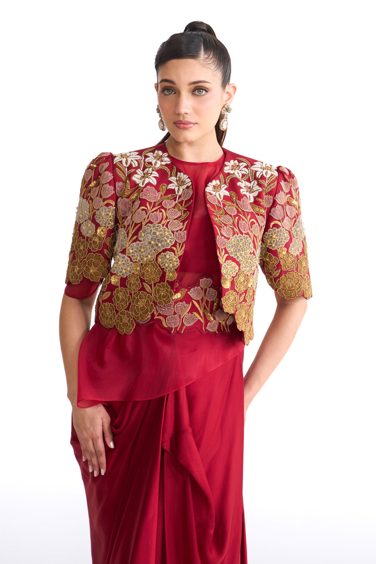 Flower story Short jacket & drape skirt
