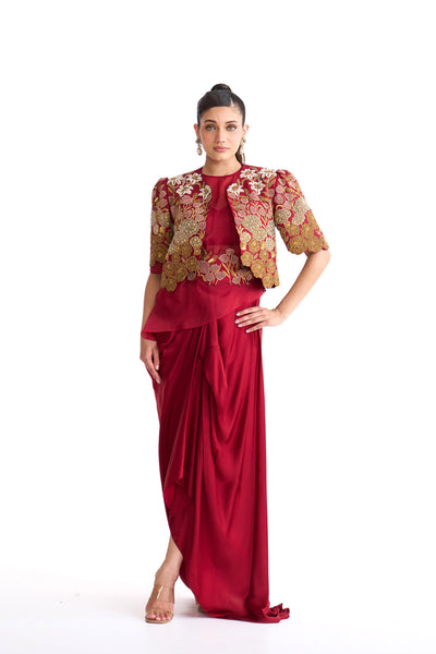 Flower story Short jacket & drape skirt