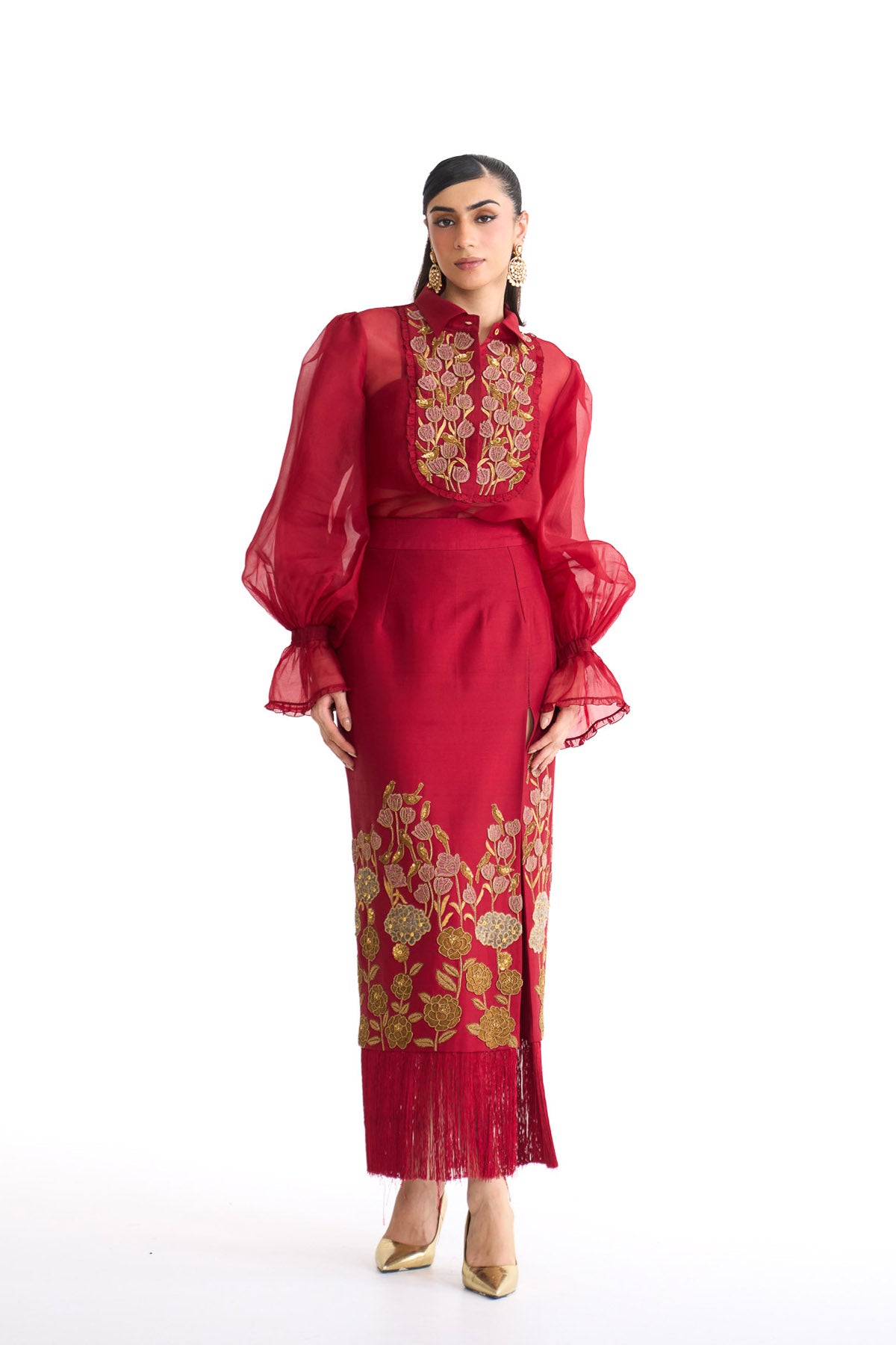 Flower story Shirt & pencil skirt set