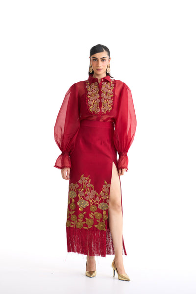 Flower story Shirt & pencil skirt set