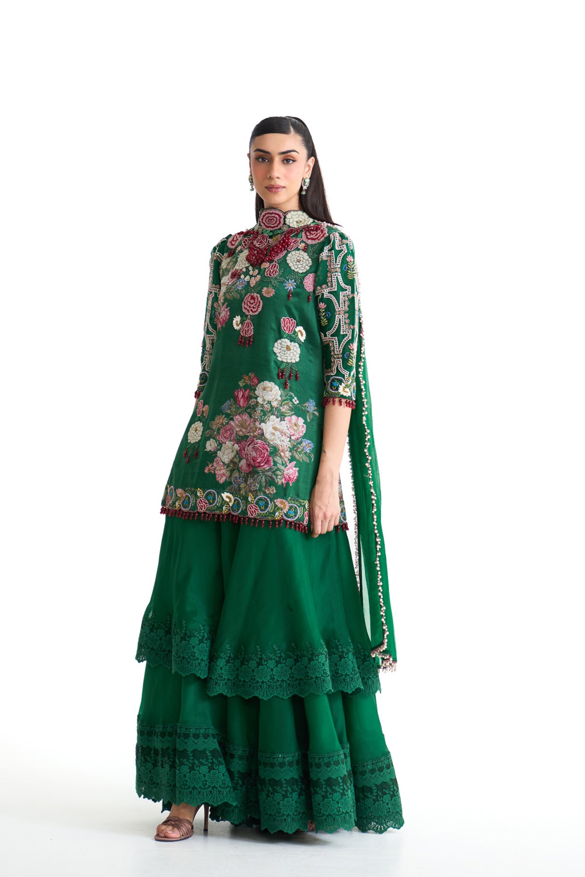 French rose sharara suit set