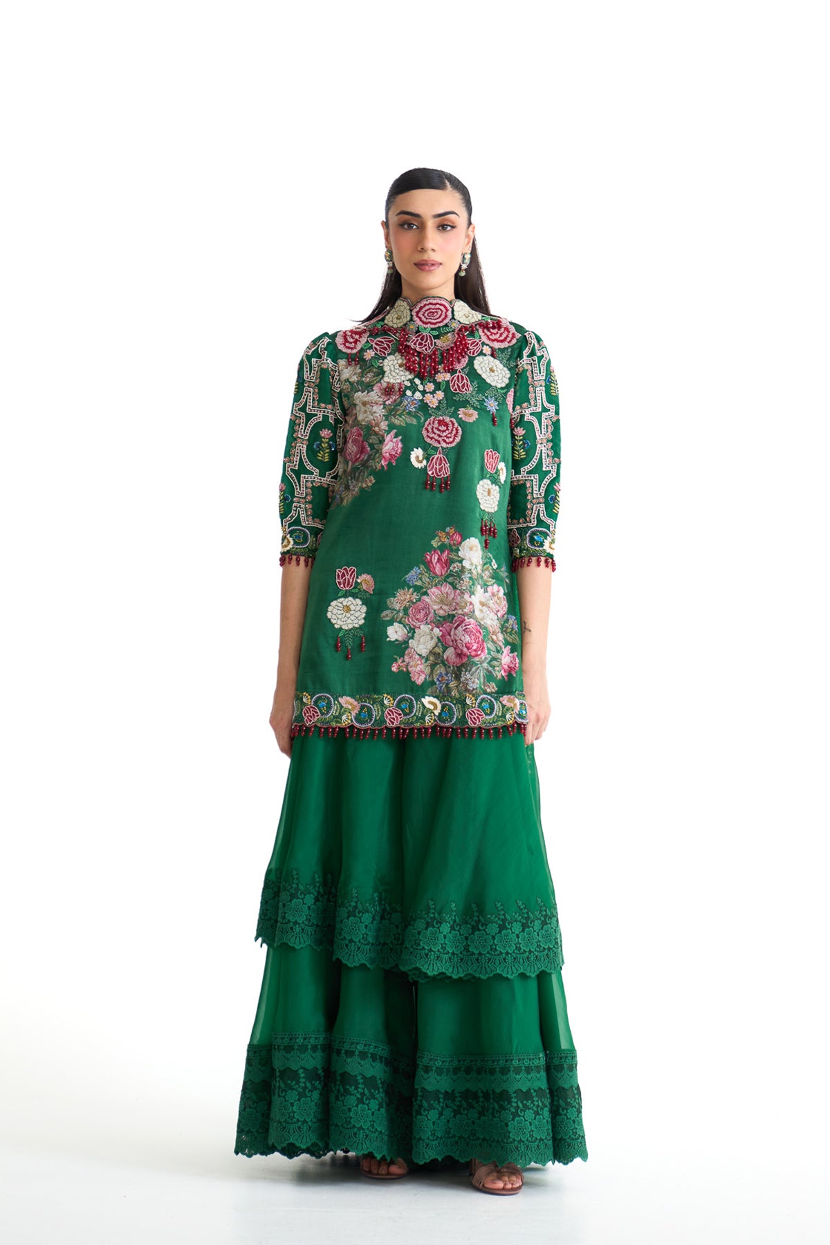 French rose sharara suit set
