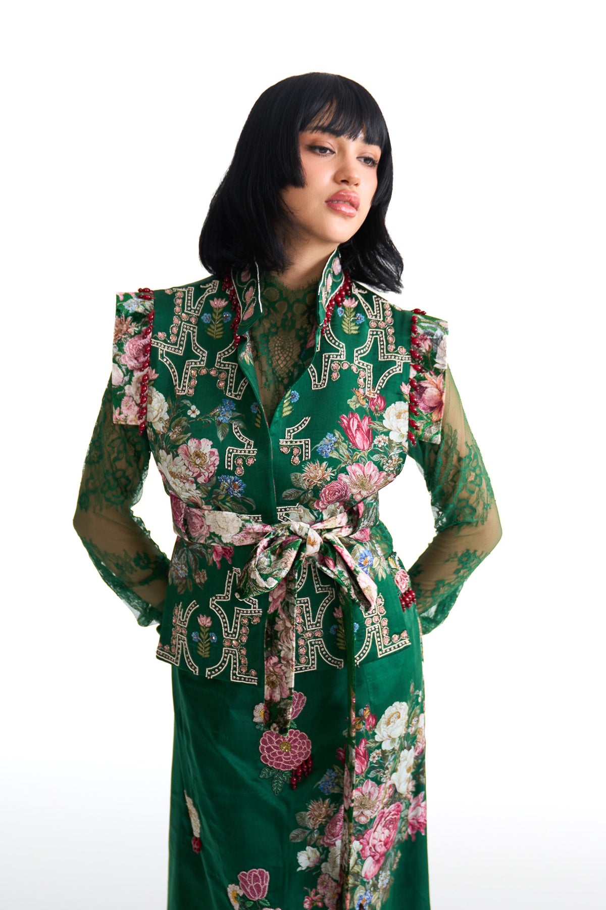 French rose to pencil skirt set
