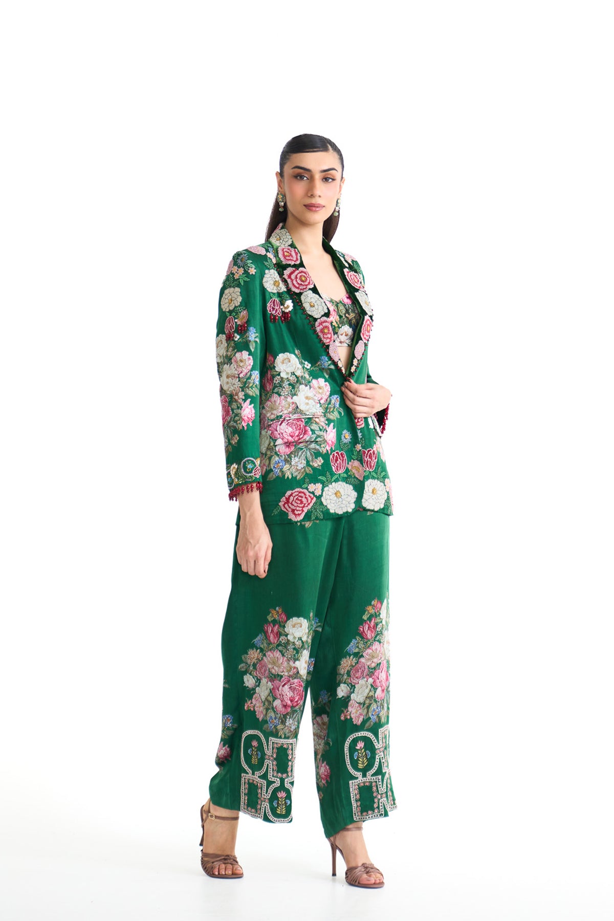 French rose blazer pant set