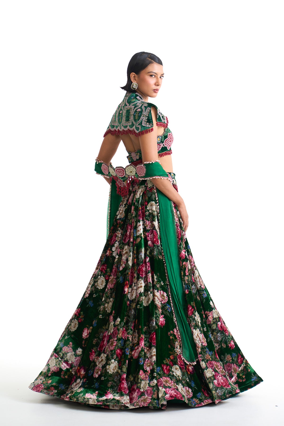 French rose lehenga set