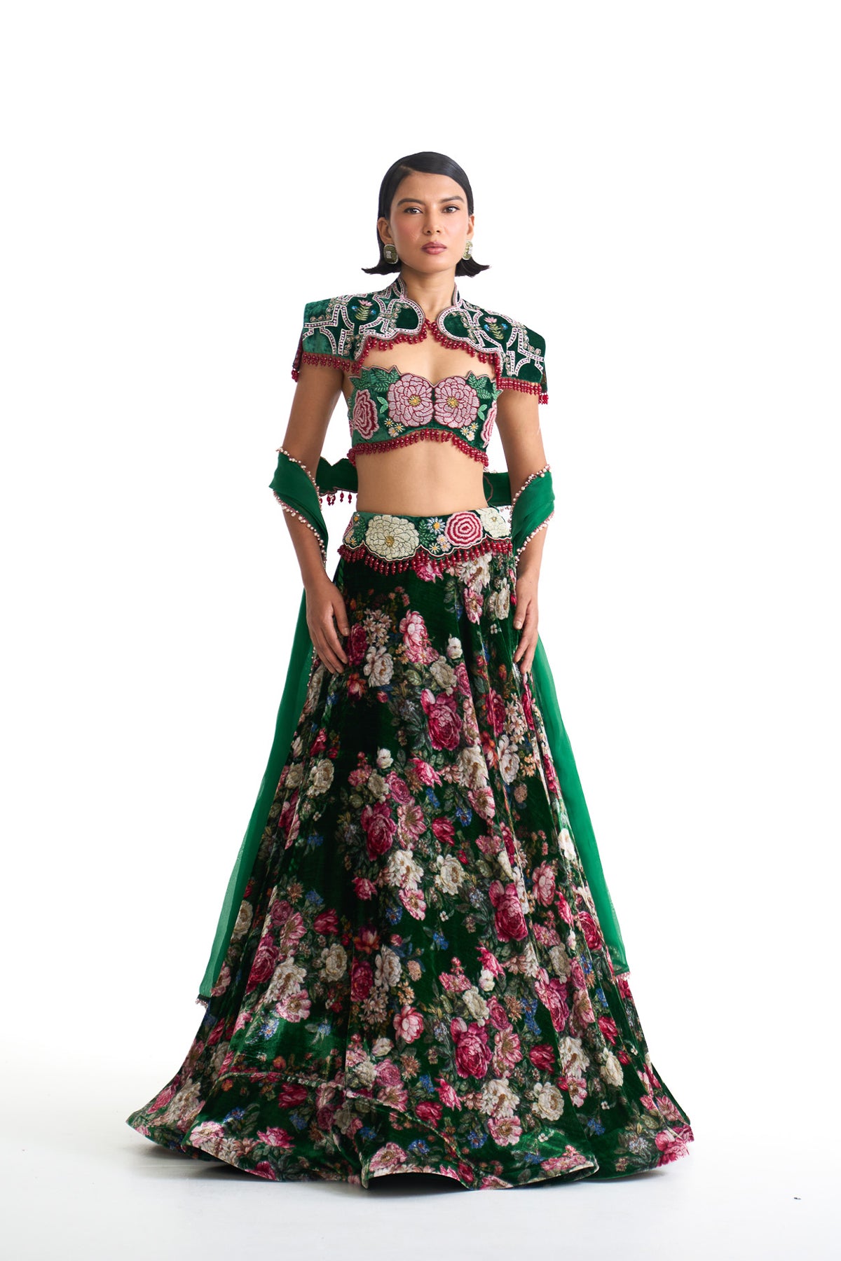 French rose lehenga set