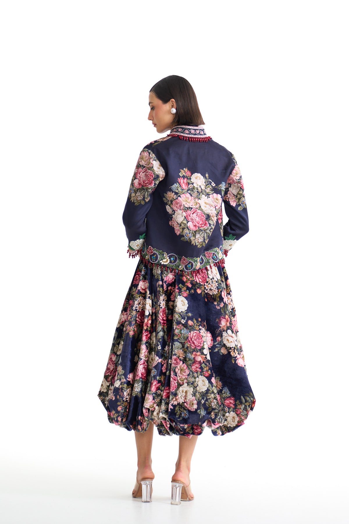 French rose jacket & balloon skirt set