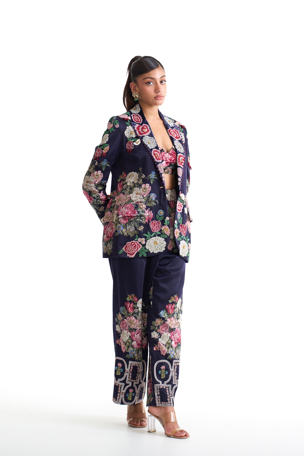 French rose blazer pant set