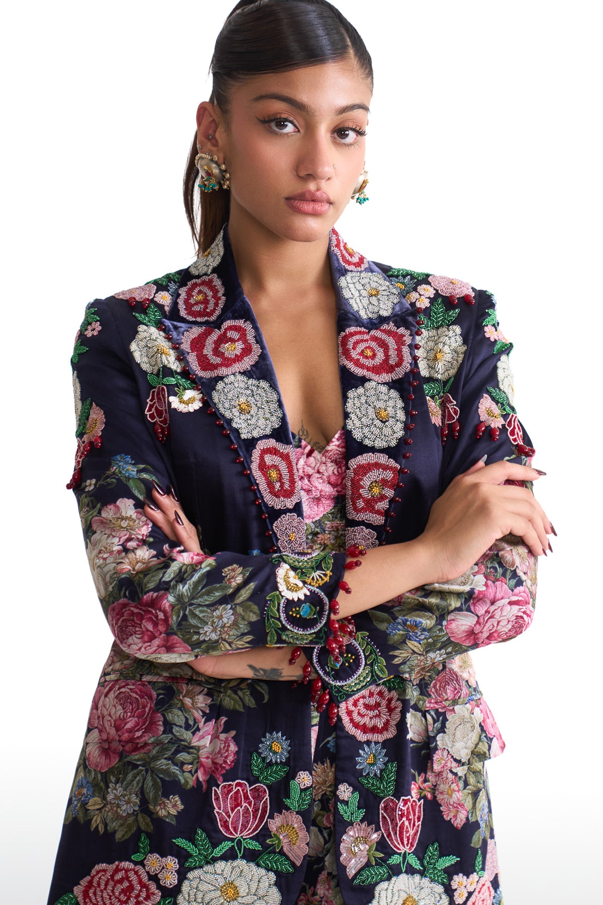 French rose blazer pant set