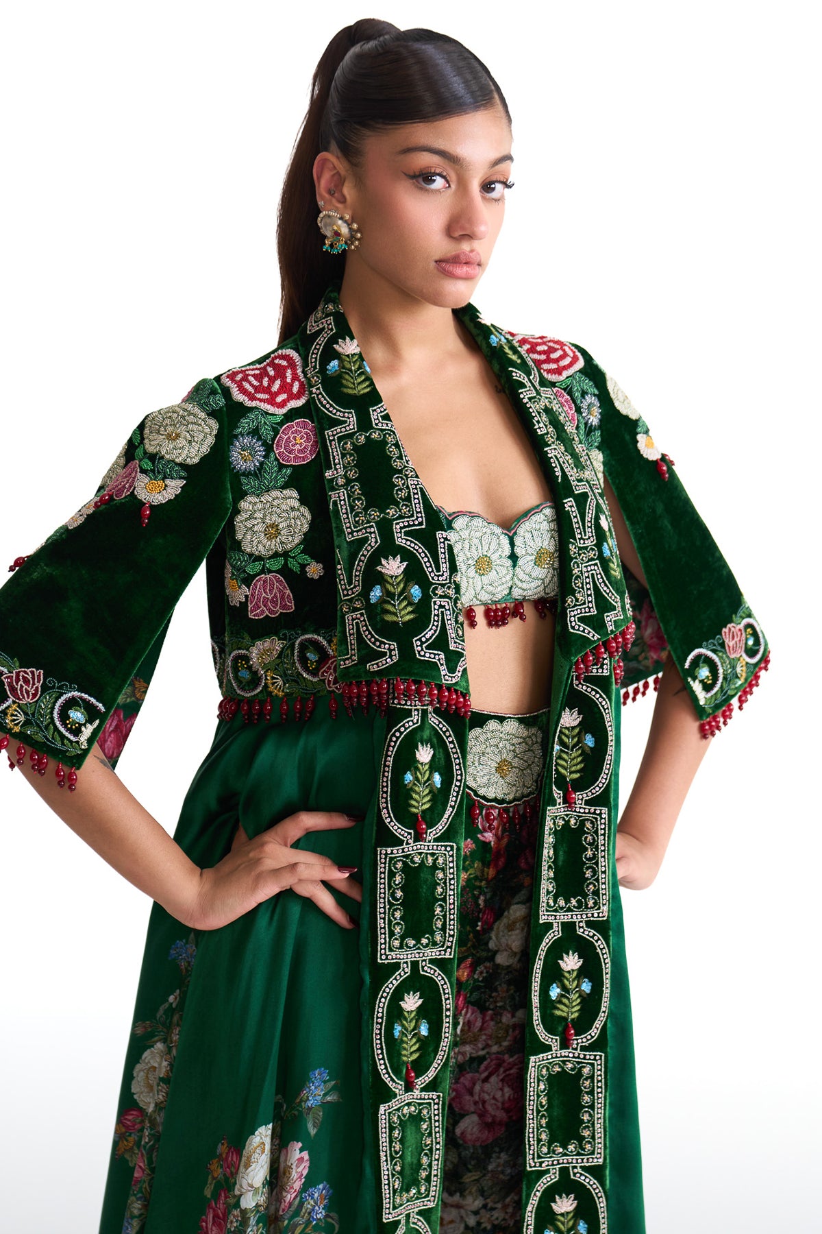 French rose long jacket set