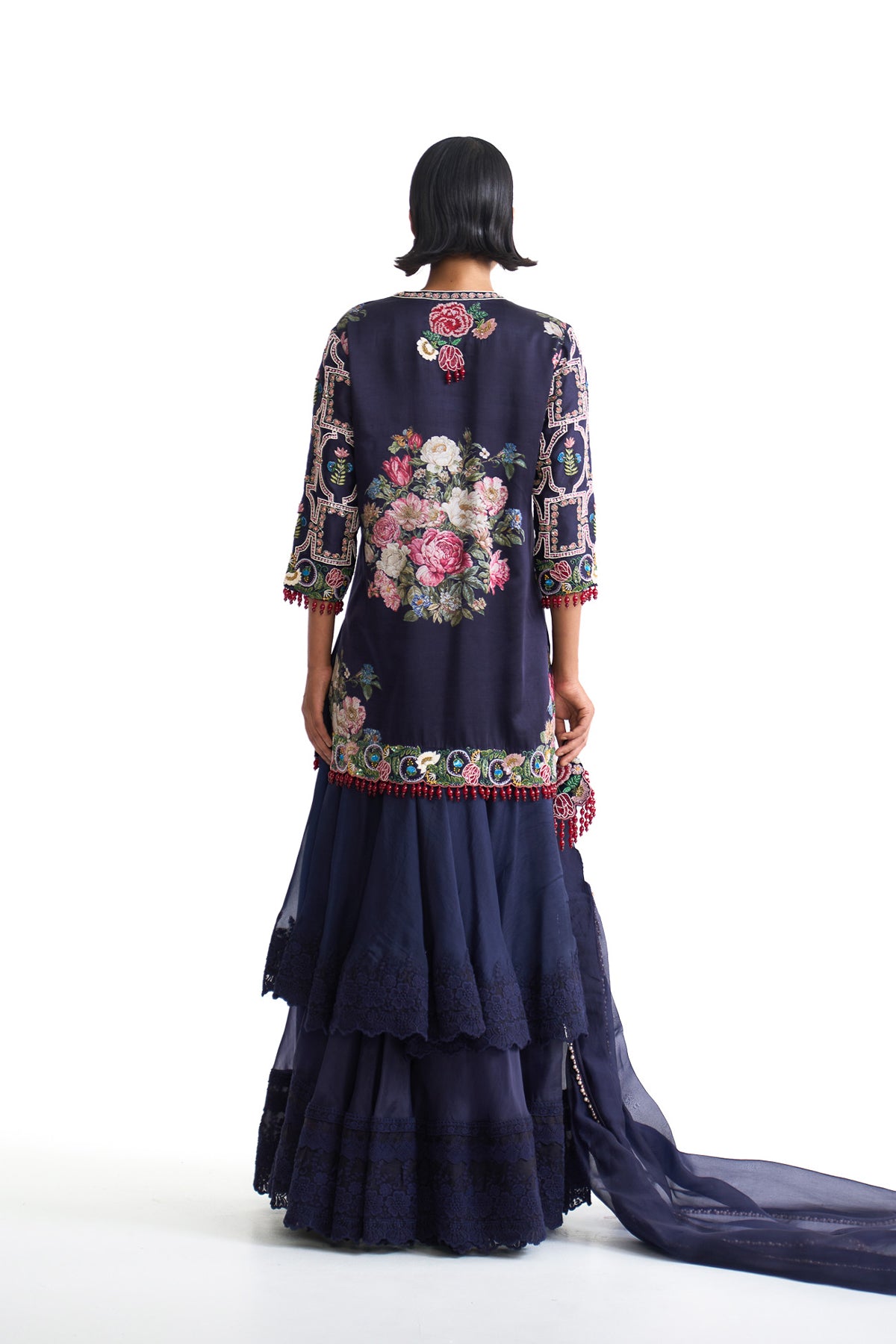 French rose sharara suit set