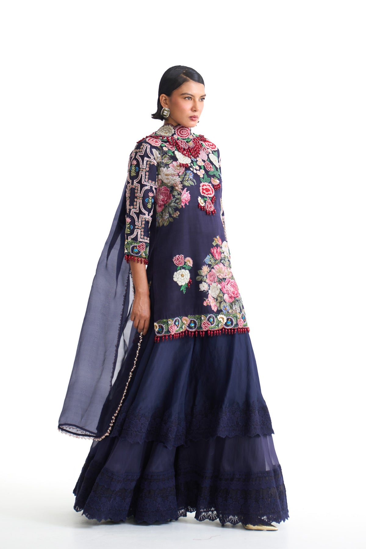 French rose sharara suit set