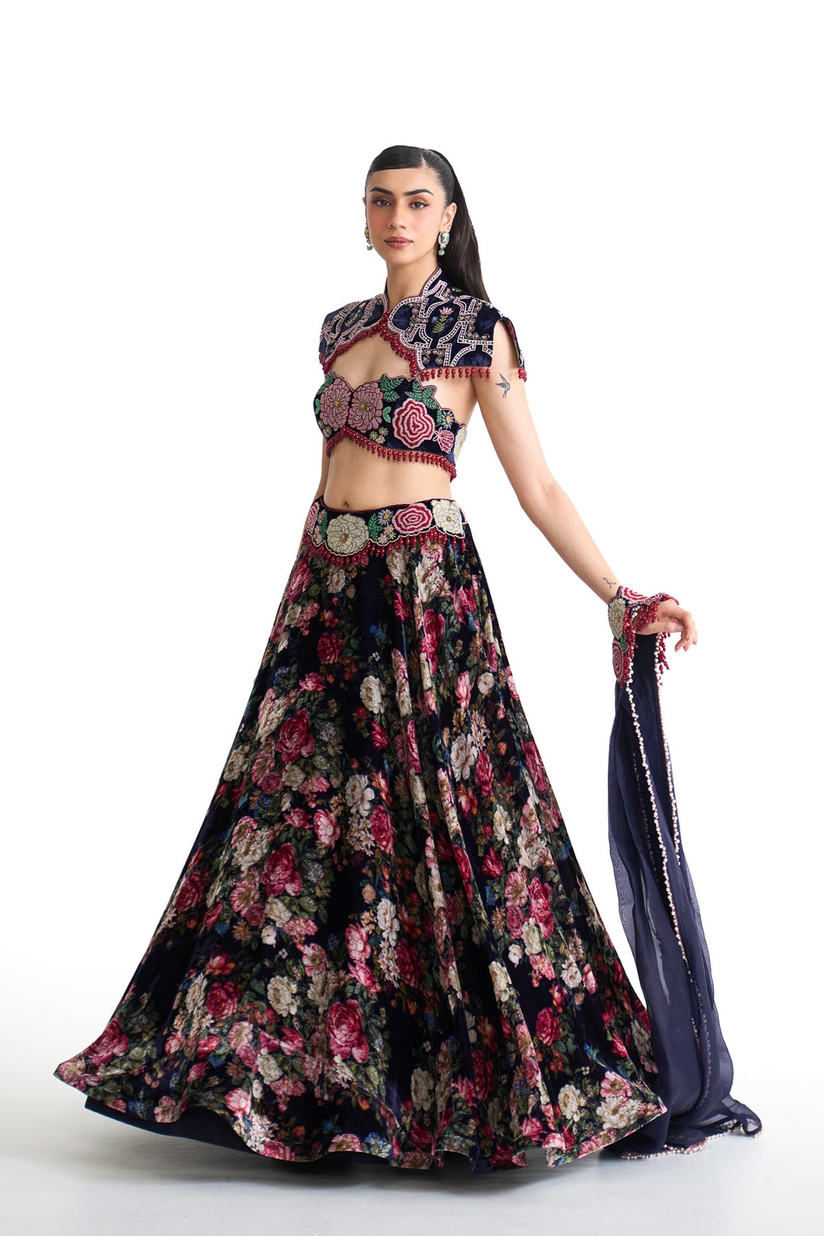 French rose lehenga set