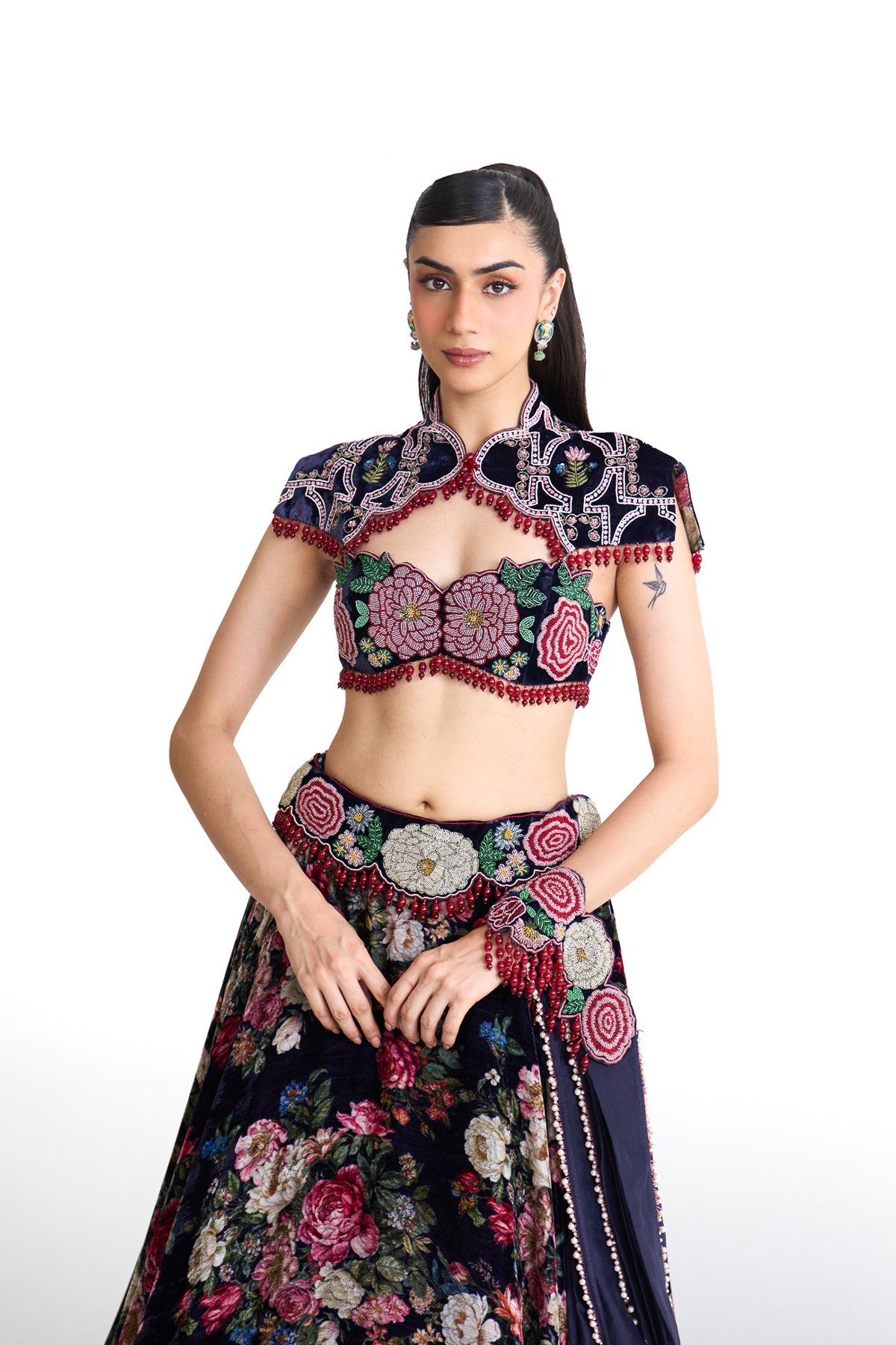 French rose lehenga set