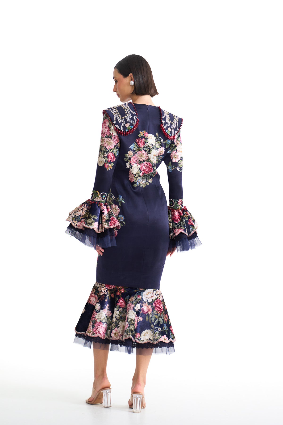 French rose BODYCON full sleeve DRESS