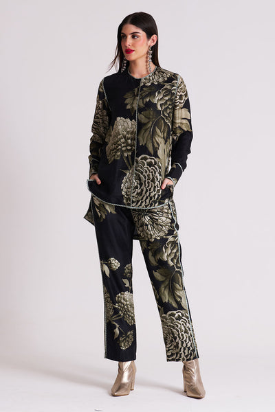 Black floral High low shirt