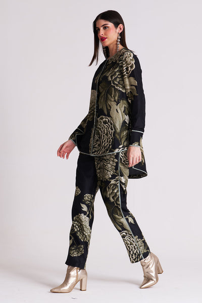 Black floral Narrow pants