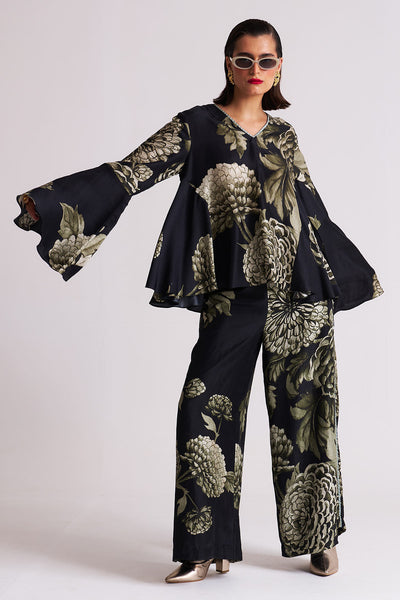 Black floral Palazzo