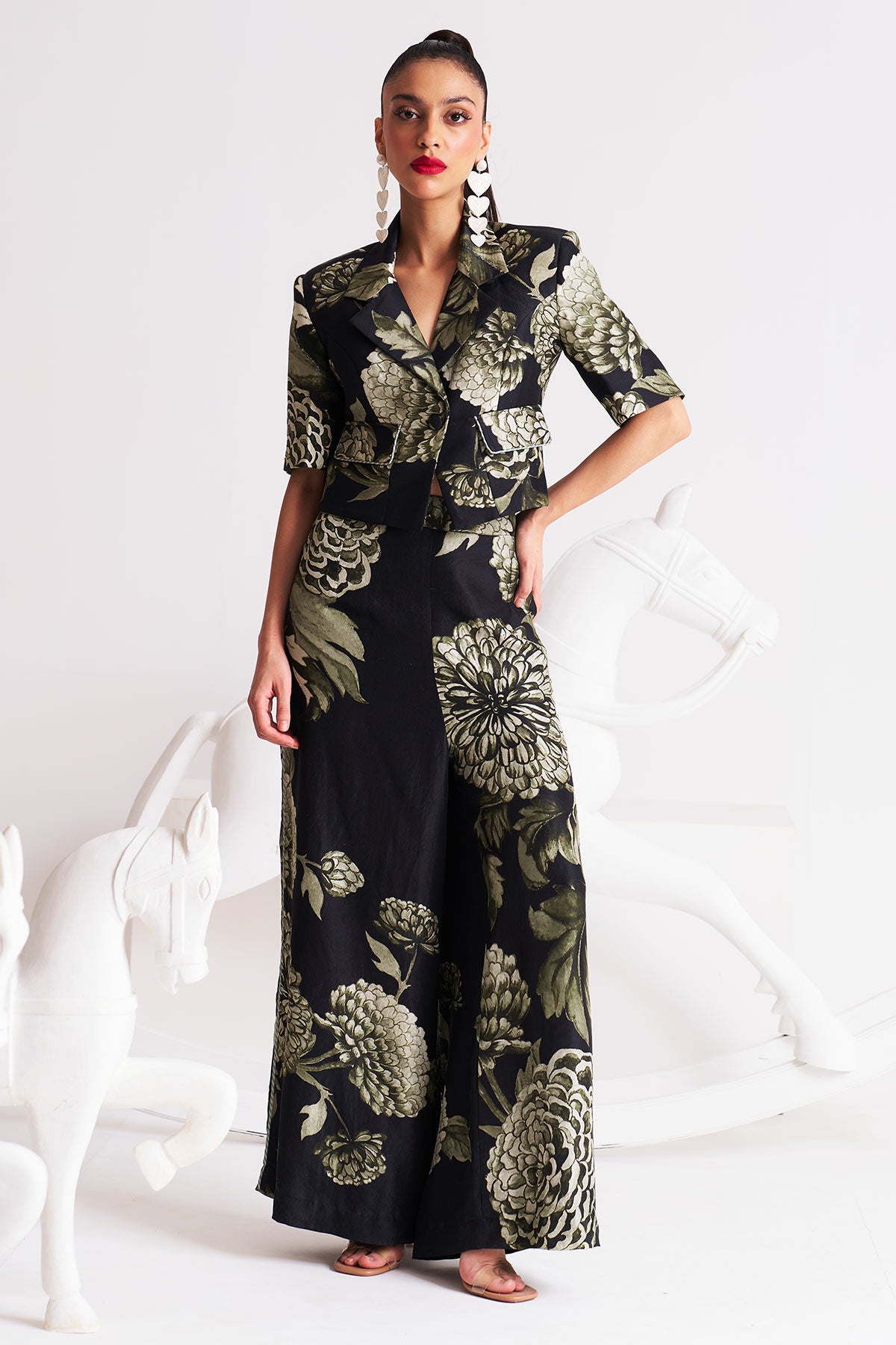 Crop blazer with palazzo pants