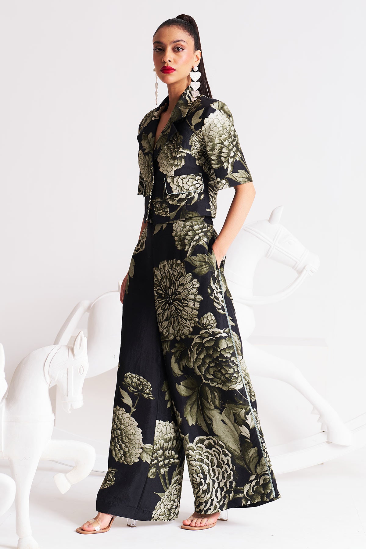Crop blazer with palazzo pants