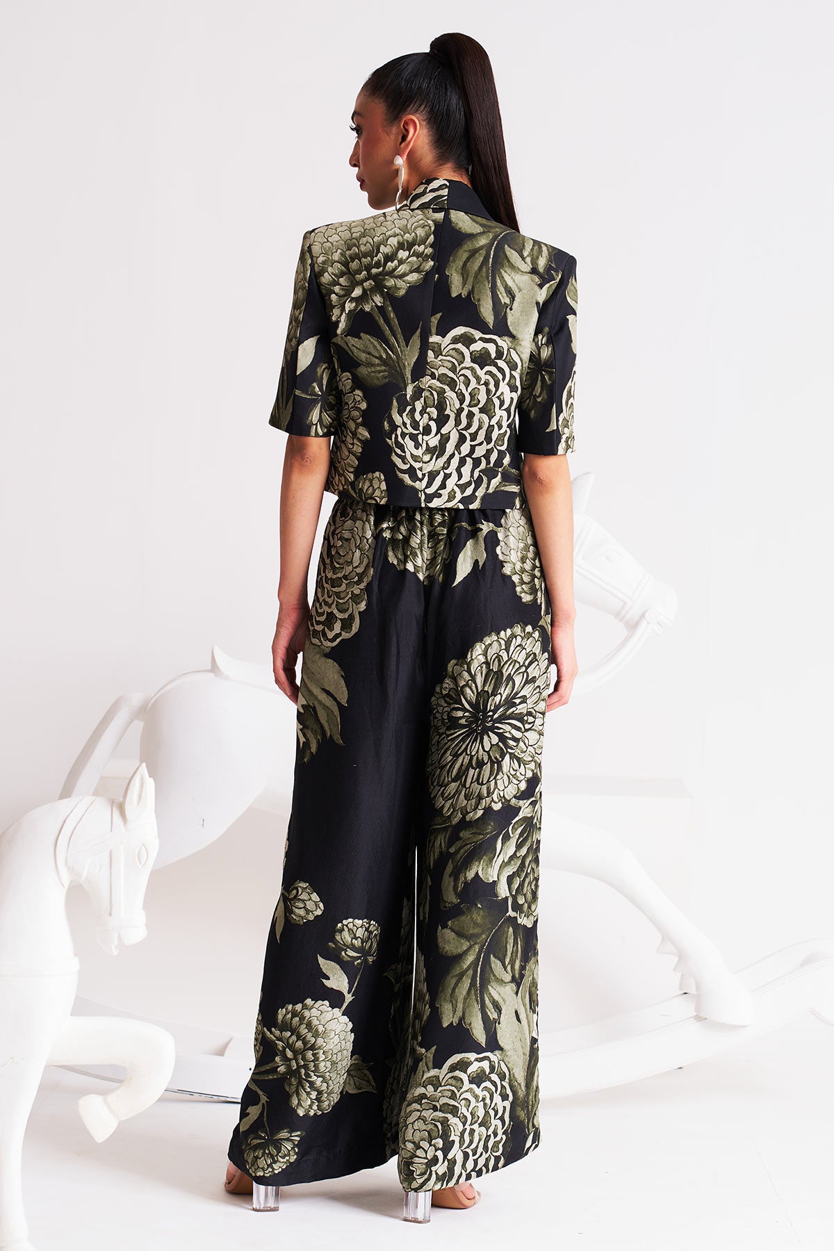 Crop blazer with palazzo pants