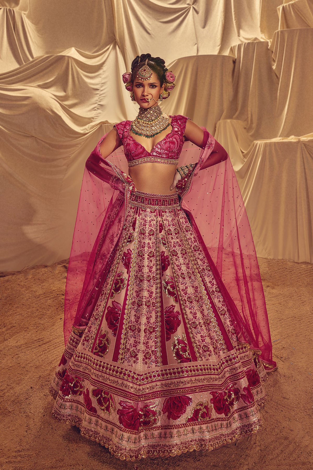 Pink rose lehenga