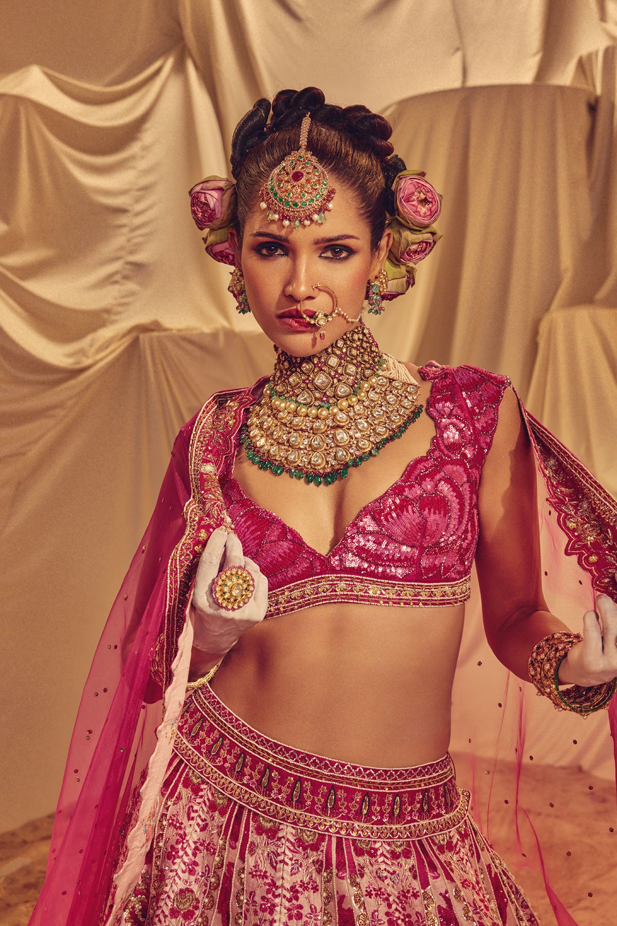 Pink rose lehenga