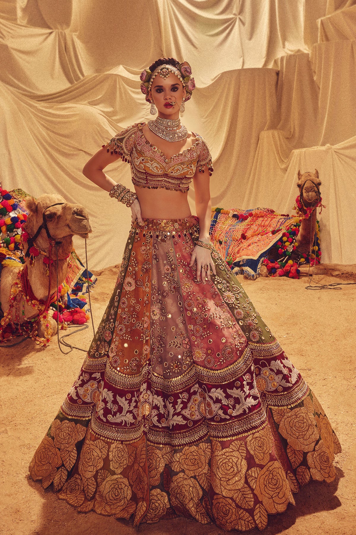 Golden heritage multi lehenga