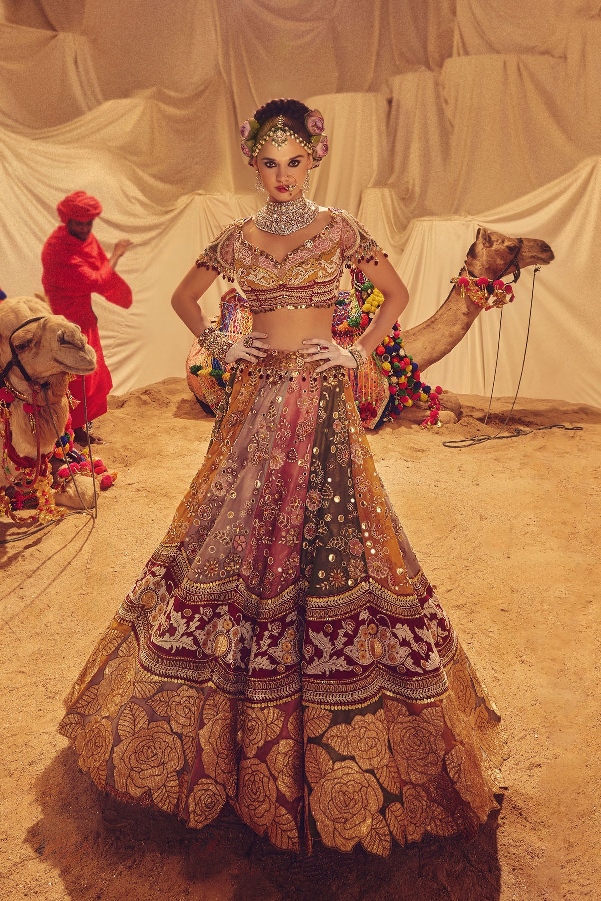 Golden heritage multi lehenga