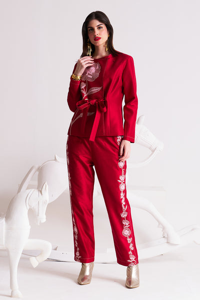Crimson bloom Eye let blazer