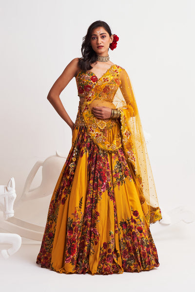 Festive bloom Side drape lehenga