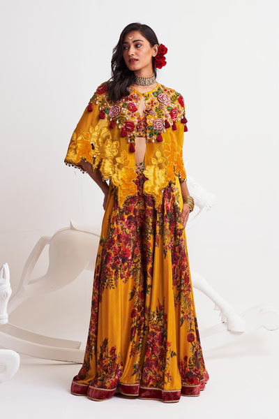 Festive bloom Velvet short cape