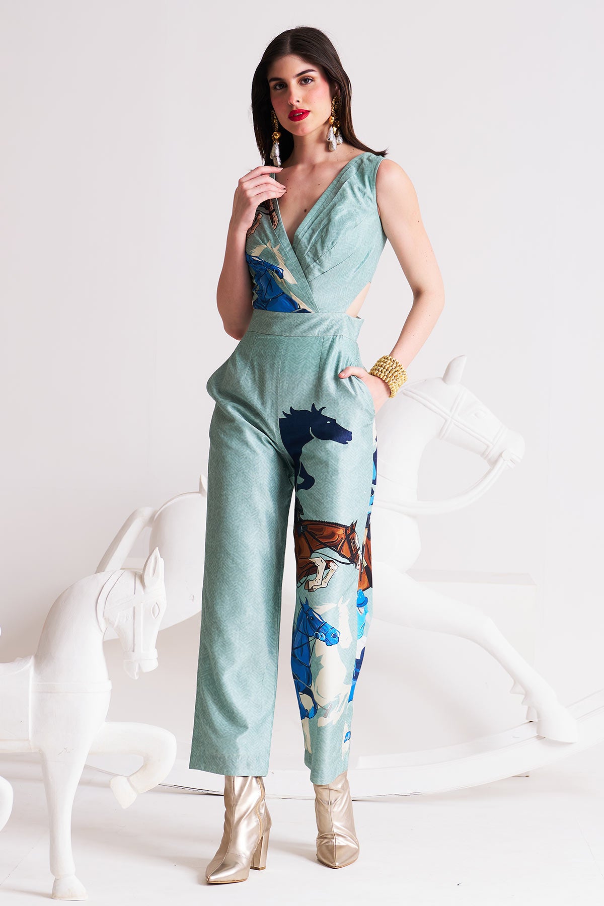 V-neck cutout jumpsuit