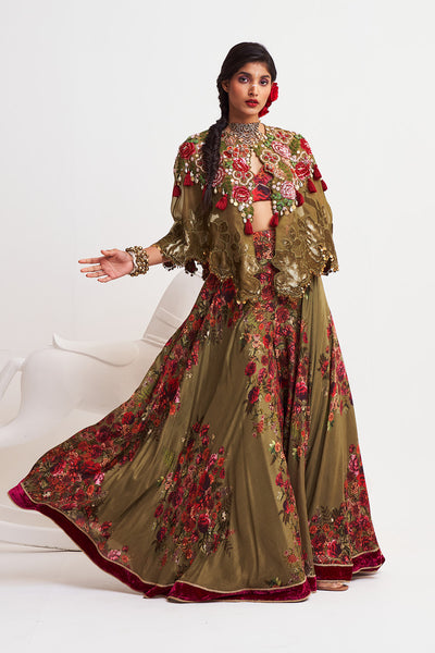 Festive bloom Velvet short cape