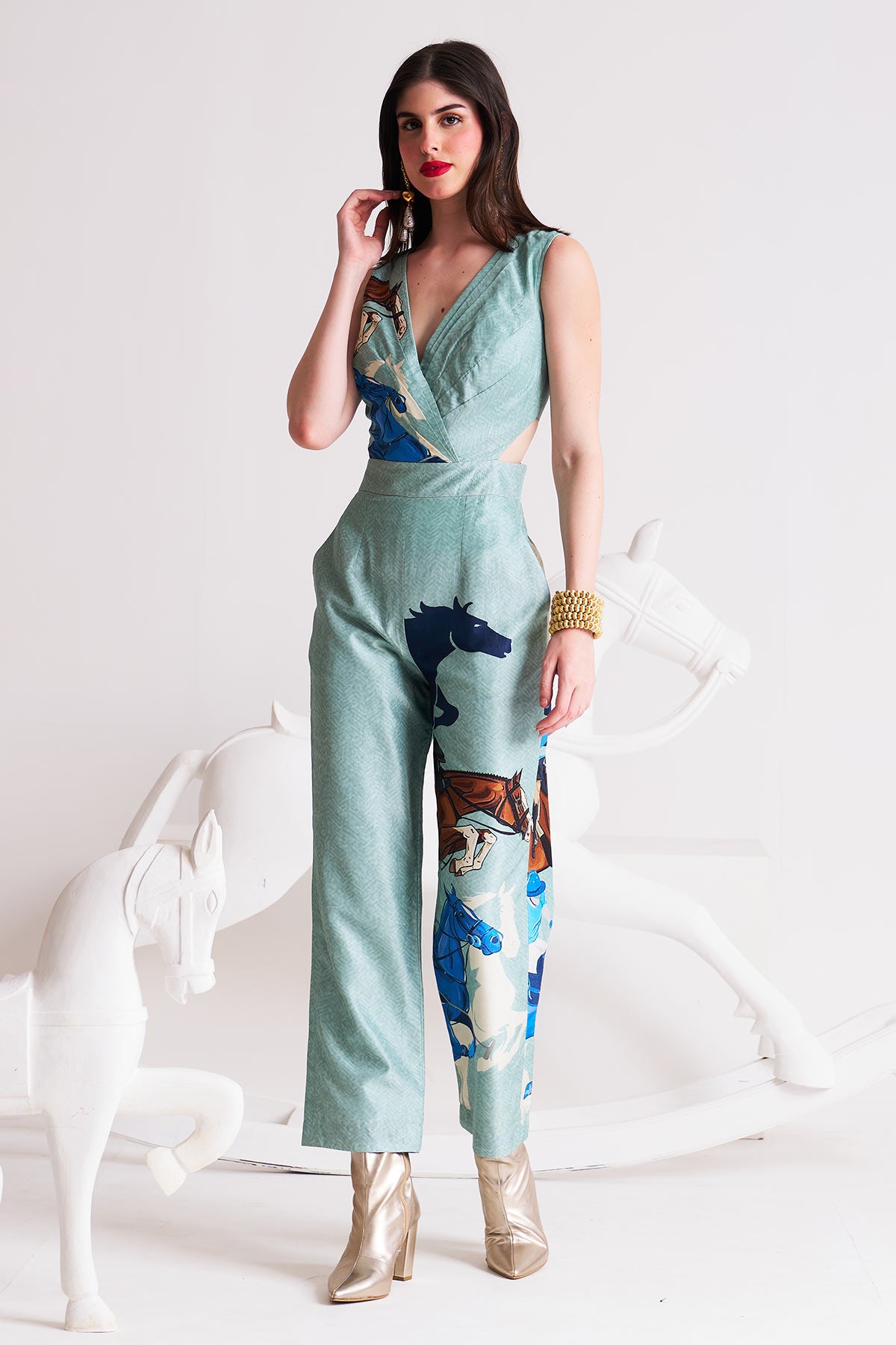 V-neck cutout jumpsuit