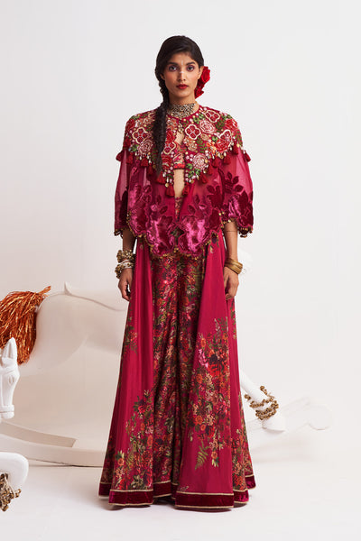 Festive bloom Velvet short cape