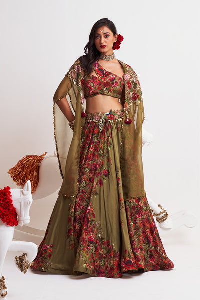 Festive bloom Cape lehenga set