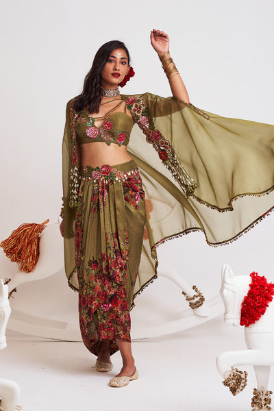 Festive bloom Marble cape set